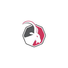 A logo featuring the head of a mountain goat within a hexagonal shape.