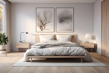 Scandinavian interior design, living room, bedroom, dining room, kitchen and laundry room, day mood