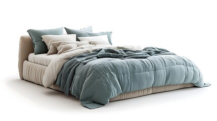 Cozy modern bed setup home interior design minimalist top view