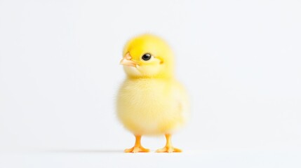 Obraz premium A cute yellow chick standing against a white background.