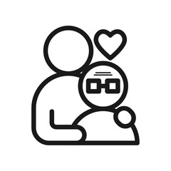 Icon helping elderly people. Care for the elderly. Line icon. Flat design vector.