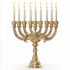Fototapeta premium Elegant Menorah with Candles Illuminating a Warm Ambiance for Celebrations and Spiritual Gatherings
