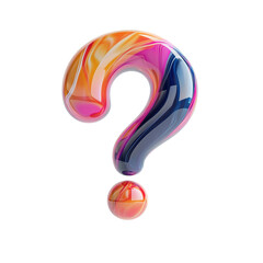 Glassy Colorful Question Mark Enigma and Inquiry