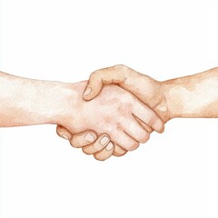 Artistic watercolor illustration of two hands shaking in agreement or partnership