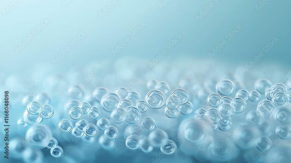 Poster aqua bubbles: abstract serenity, a mesmerizing close-up of translucent bubbles floating on a tranqui