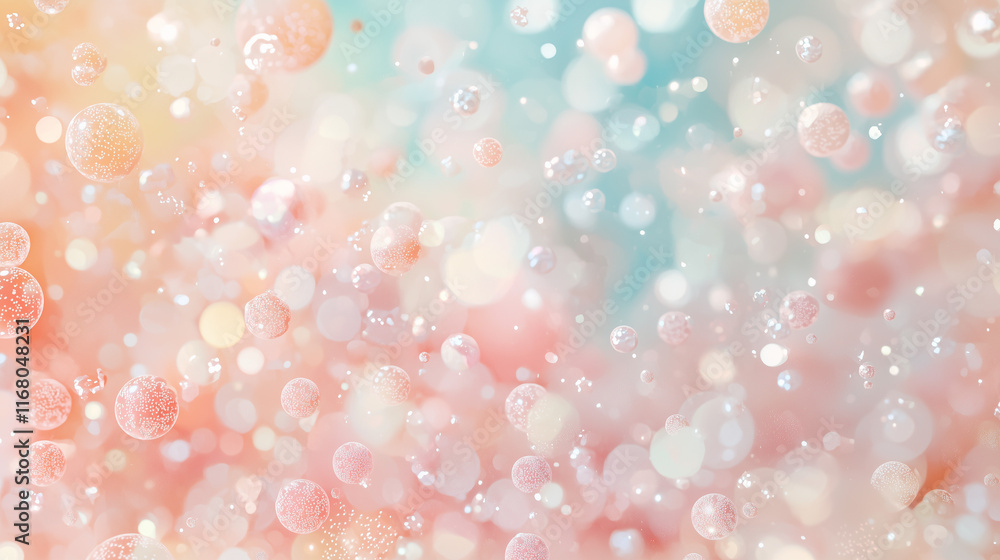 Poster abstract dreamy bubbles: a serene and ethereal abstract background with a delicate blend of pastel h