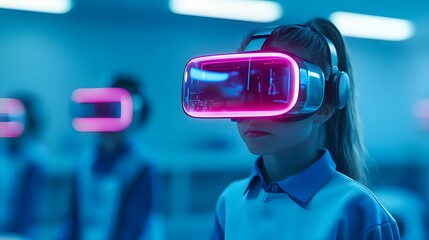girl in vr headset, metaverse, future tech - metaverse