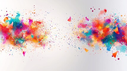 Fototapeta premium Vector decorative border with colorful exploding fireworks in the sky on transparent background - celebration card, festival banner