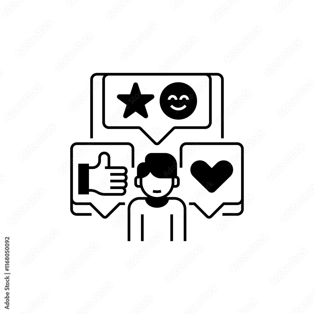 Poster social media interaction line icon. linear style sign for mobile concept and web design. outline vec