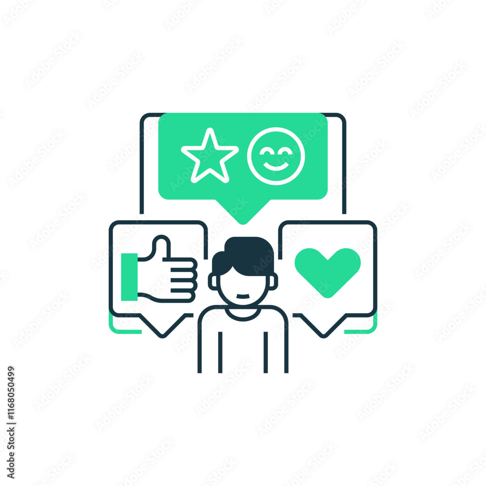 Poster social media interaction line icon. linear style sign for mobile concept and web design. outline vec
