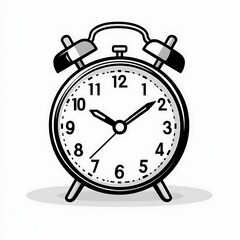 Simple Black and White Alarm Clock Illustration