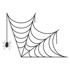 Black Spider Web Illustration. Isolated Vector icon in Simple Decoration.