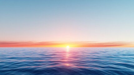 Obraz premium Serene sunset over calm ocean waters, creating a tranquil atmosphere.