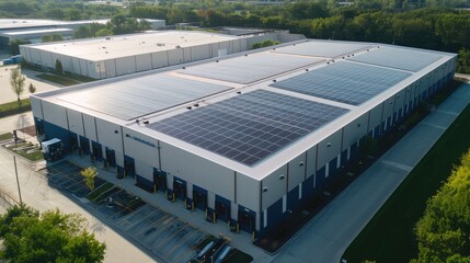 solar panels installed on the roof of an industrial facility