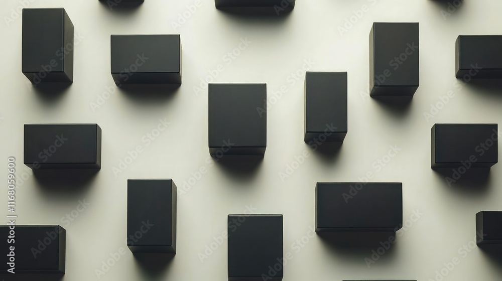Poster elegant arrangement of minimalist black boxes on a soft gradient background for stylish product disp