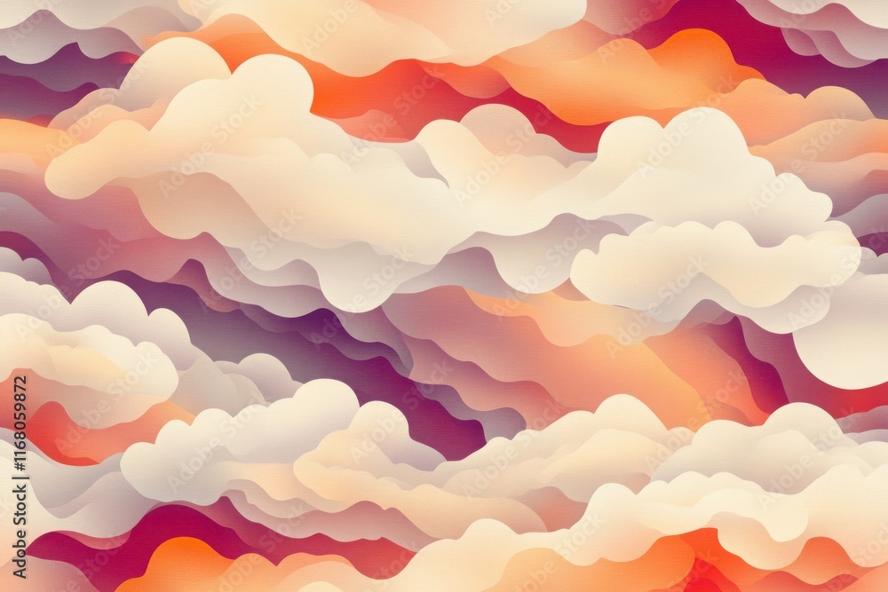 Poster soft, cloud-like colorful abstract texture in a seamless pattern.
