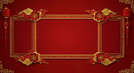Red Gold Chinese New Year Festive Background Template