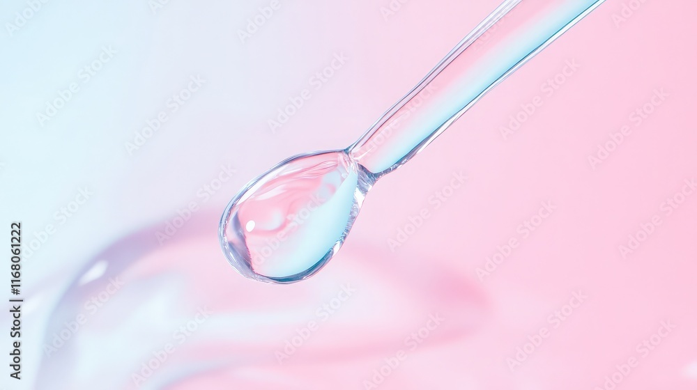 Aufkleber close-up of a pipette dropping water on a soft pastel background highlighting fluid dynamics and ref