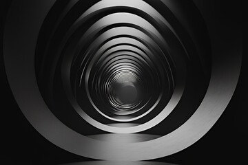 Abstract Black And White Concentric Circular Tunnel