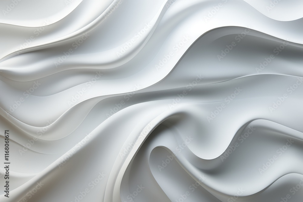 Poster abstract wavy design with smooth textures on a white background conveying chaos and dimension in a m