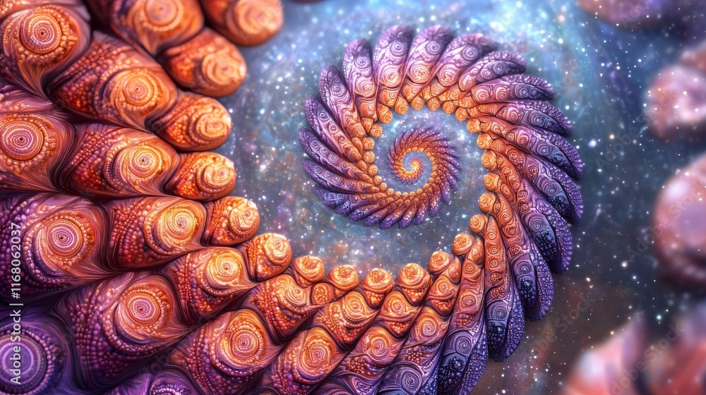 Poster abstract spiral design with colorful patterns and cosmic background
