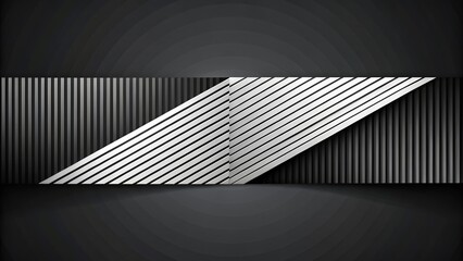Naklejka premium Abstract Modern Black and White Slanted Lines Banner Background