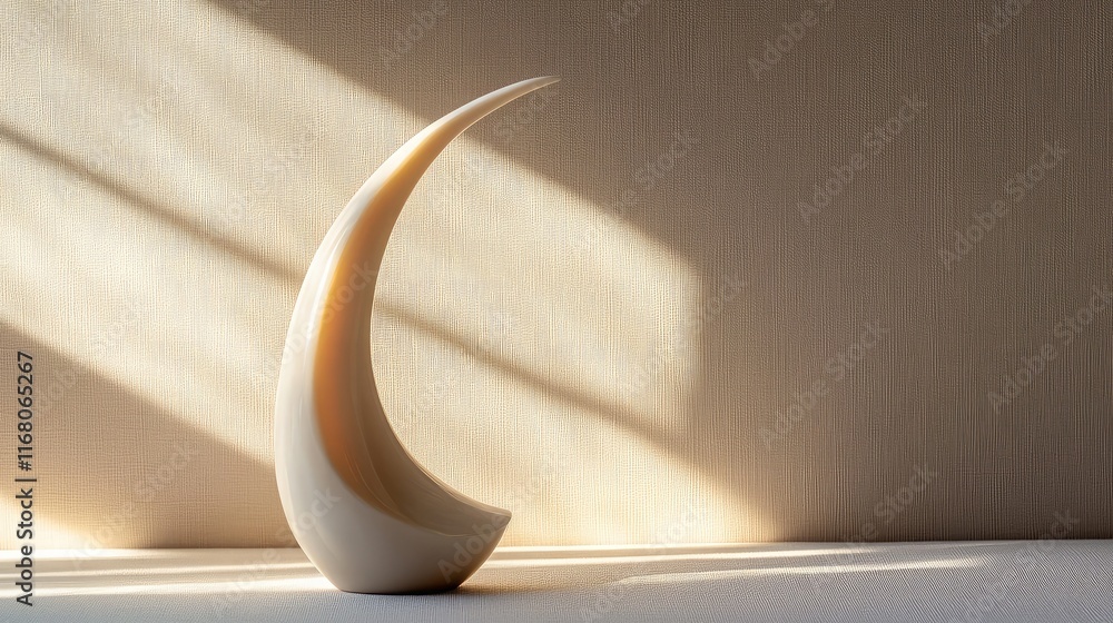 Poster elegant abstract sculpture with smooth curves and soft lighting creating a serene atmosphere on neut