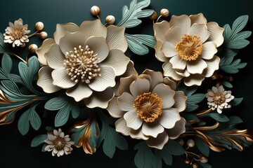 Luxurious Watercolor Style Floral Arrangement with Elegant Flowers and Delicate Greenery Perfect for Home Decor and Art Enthusiasts