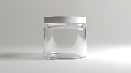 A classic clear glass jar on the beautifull empty background