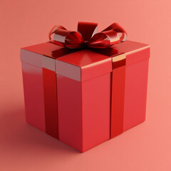 Obraz premium shiny red gift box with decorative bow, perfect for celebrations and special occasions. This vibrant packaging adds festive touch to any event