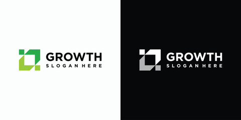 Growth vector logo design in a rectangle shape with modern, simple, clean and abstract style. Icon for business, finance, technology and personal branding.