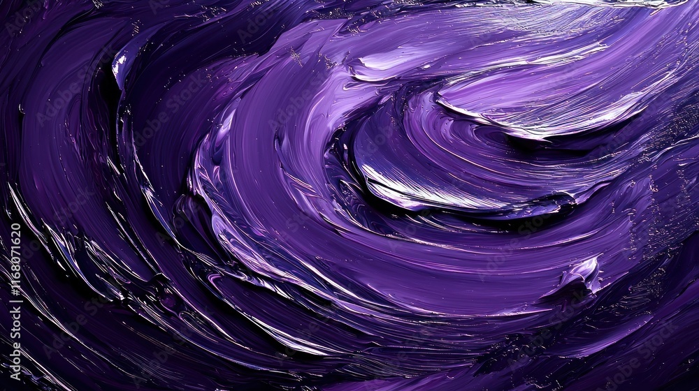 Poster intricate intersecting lines on dark purple canvas conveying depth and flow