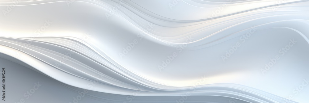 Poster abstract wavy background in soft white tones with dimensional flowing patterns ideal for modern desi