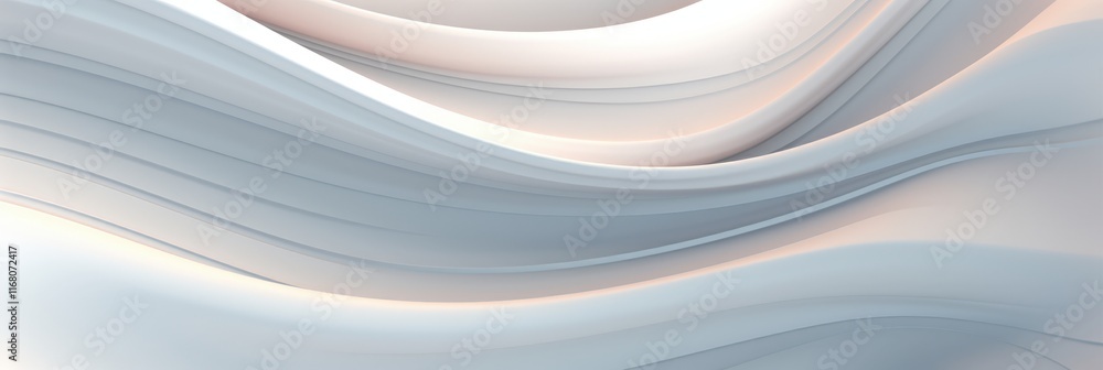 Poster abstract wavy dimensional background in light white shades with soft curves for creative designs and