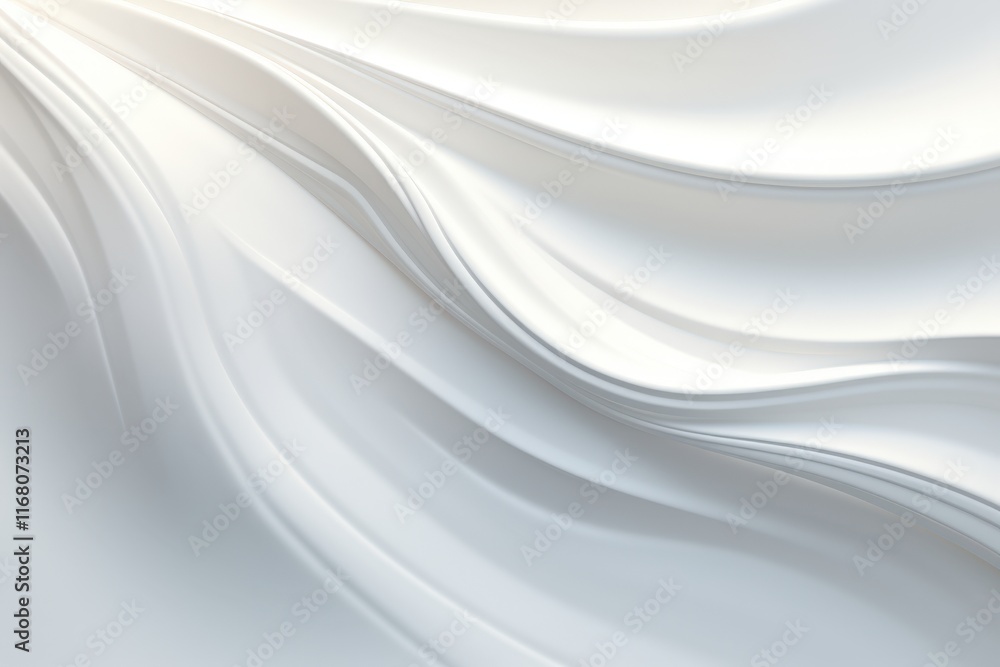Poster abstract white wavy dimension with smooth curves and soft light creating a serene and modern aesthet