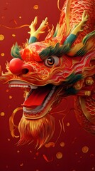 Obraz premium Chinese dragon dance Vector illustration of a vibrant Chinese dragon dance, red and gold banner for New Year 2025