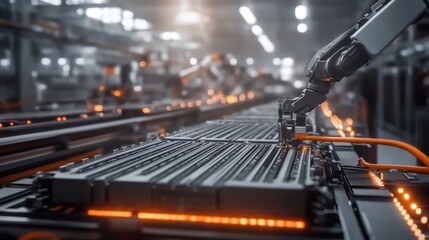 Battery manufacturing assembly line showcasing advanced technology and precision engineering, where skilled workers meticulously assemble components to ensure high-performance energy solutions.