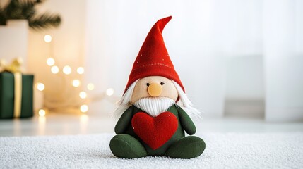 Fototapeta premium Warm christmas spirit with cute handcrafted gnome decor