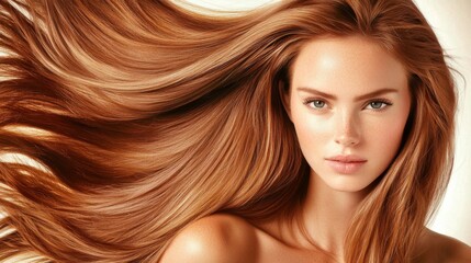 Obraz premium Hair styling tips for gorgeous long locks studio beauty tutorial bright lighting close-up personal care