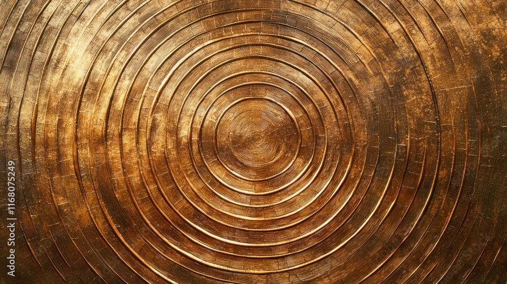 Poster radiating metallic circles abstract background with concentric rings texture effect