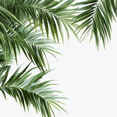 Fototapeta premium Lush Green Tropical Palm Leaves Over a White Background for Tropical and Botanical Designs