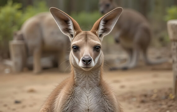 kangaroo in the zoo close Up 