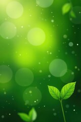 Leafy Greens Overlap Wide Bokeh Background of Sparkling Nature Elements, nature, green leaves, sparkles