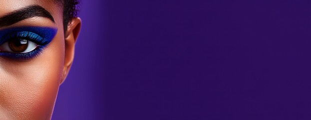 girl with beautiful green bright eyes with blue shining shadows, lipstick Fashion, beauty, make-up, cosmetics, beauty salon, style