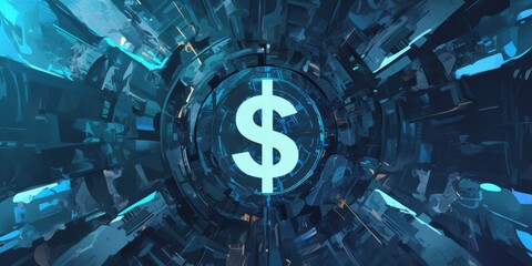 Chrome dollar symbol, metallic currency icon, shiny 3D money sign representing financial wealth, economic growth, and investment.


