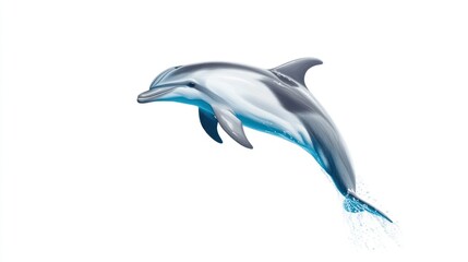 Obraz premium A stylized dolphin leaping with splashes of water.