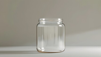 A classic clear glass jar on the beautifull empty background