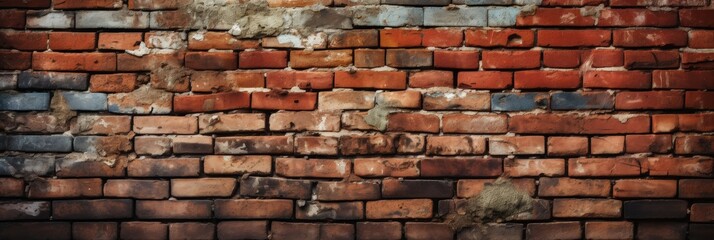 Naklejka premium Old Red Brick Wall Texture with Distressed Finish and Natural Weathering Effects Suitable for Backgrounds and Textiles