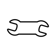 Large spanner. Big wide wrench. Outline vector isolated illustration on white background.