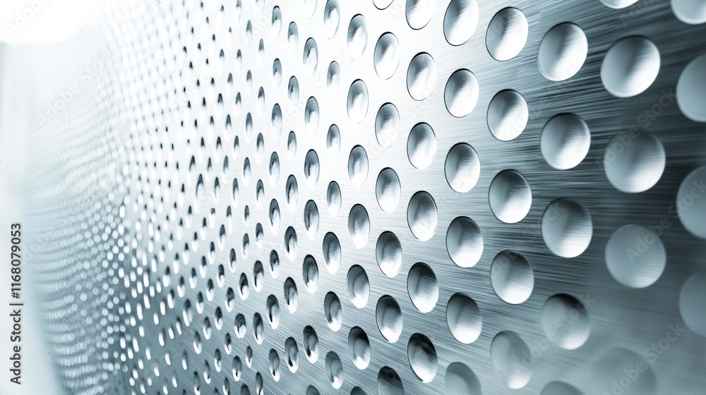 Poster shimmering chrome elegance: close up of reflective surface with circular patterns and light refracti